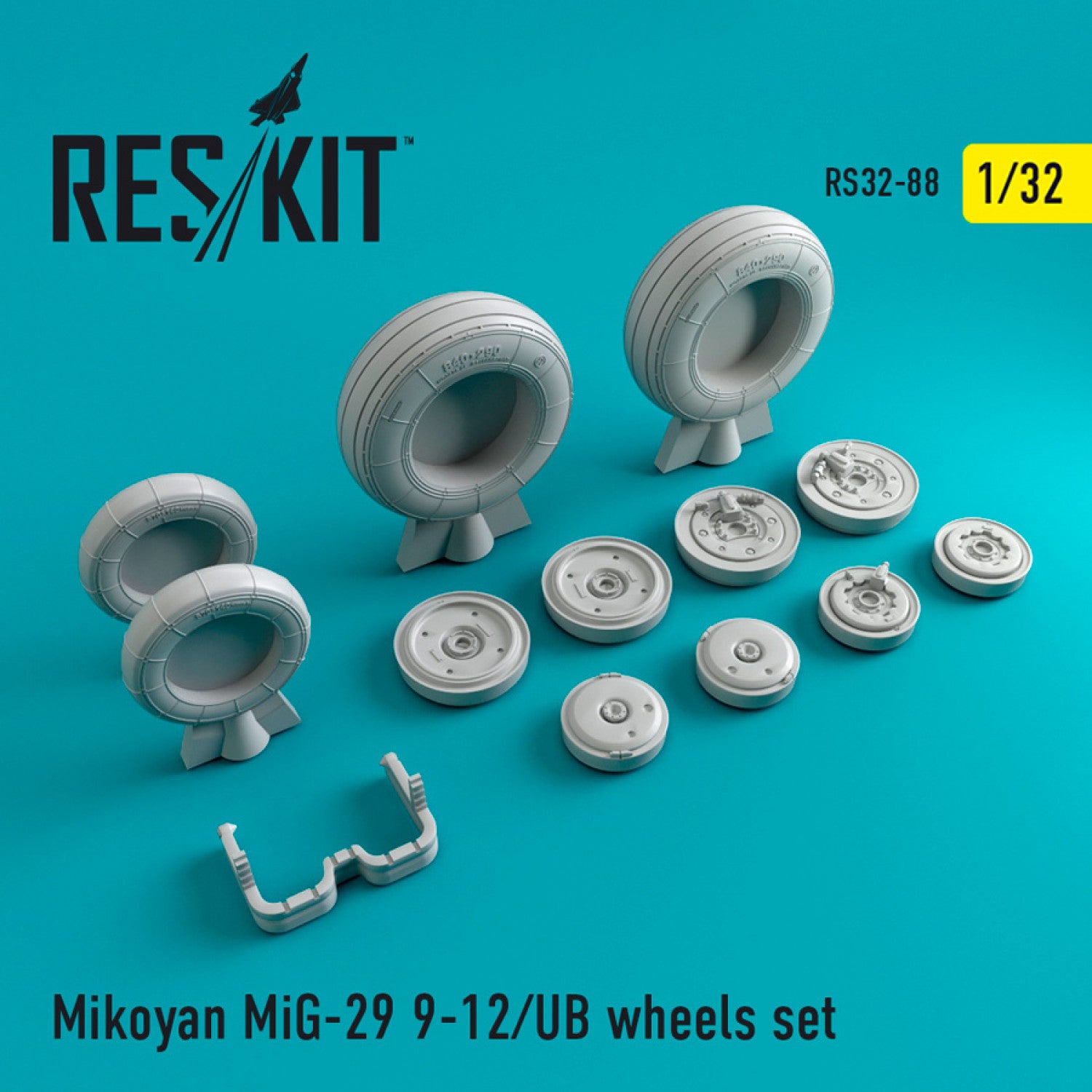 MiG-29 (9-12, UB) Wheels set Scale 1:32 ResKit RS32-0088 for Aircraft Model Kit