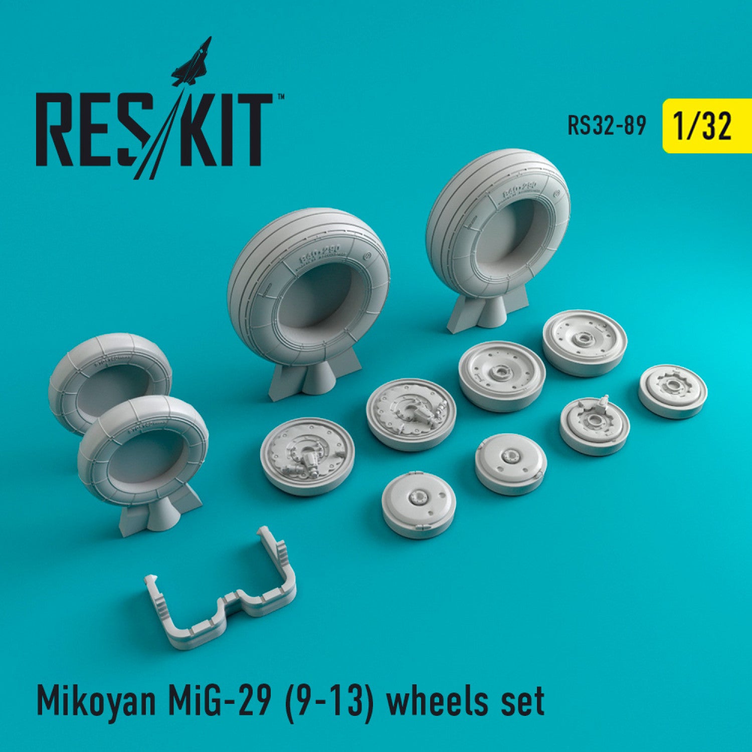 MiG-29 9-13 Wheels set Scale 1:32 ResKit RS32-0089 for Aircraft Model Kit