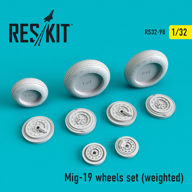 MiG-19 Wheels set (weighted) Scale 1:32 ResKit RS32-0098 for Aircraft Model Kit