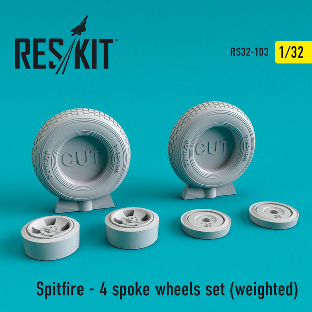 Spitfire (4 spoke) Wheels set (weighted) Scale 1:32 ResKit RS32-0103 for Aircraft Model Kit
