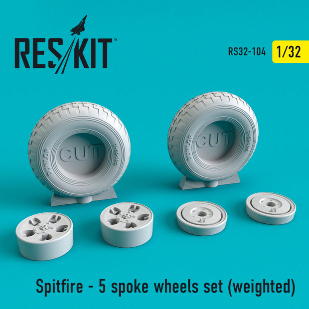 Spitfire (5 spoke) Wheels set (weighted) Scale 1:32 ResKit RS32-0104 for Aircraft Model Kit