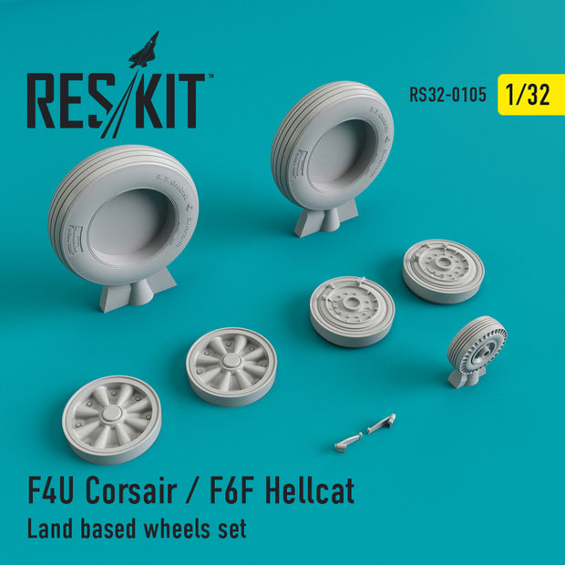 F4U Corsair/F6F Hellcat Land based Wheels set Scale 1:32 ResKit RS32-0105 for Aircraft Model Kit