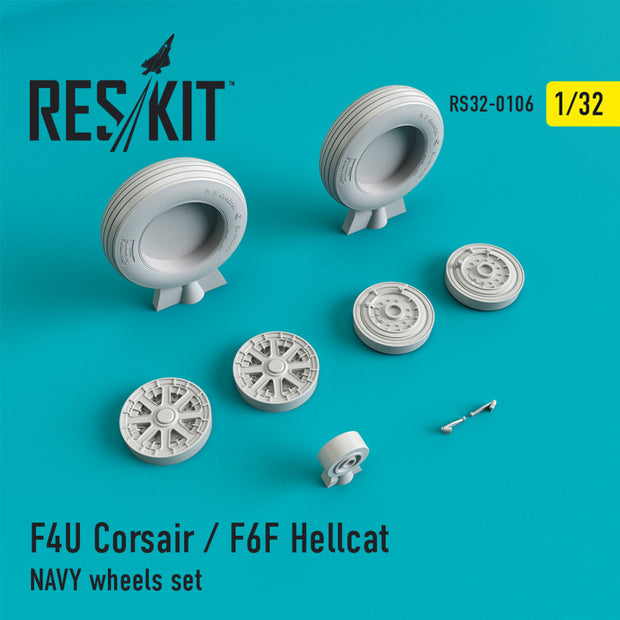 F4U Corsair/F6F Hellcat NAVY Wheels set Scale 1:32 ResKit RS32-0106 for Aircraft Model Kit