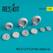 MiG-21 (F, F13, U, US) Wheels set Scale 1:32 ResKit RS32-0121 for Aircraft Model Kit