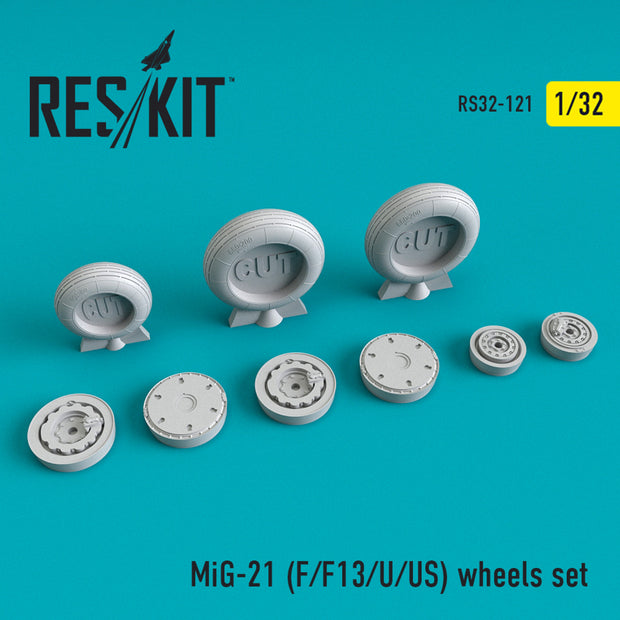 MiG-21 (F, F13, U, US) Wheels set Scale 1:32 ResKit RS32-0121 for Aircraft Model Kit