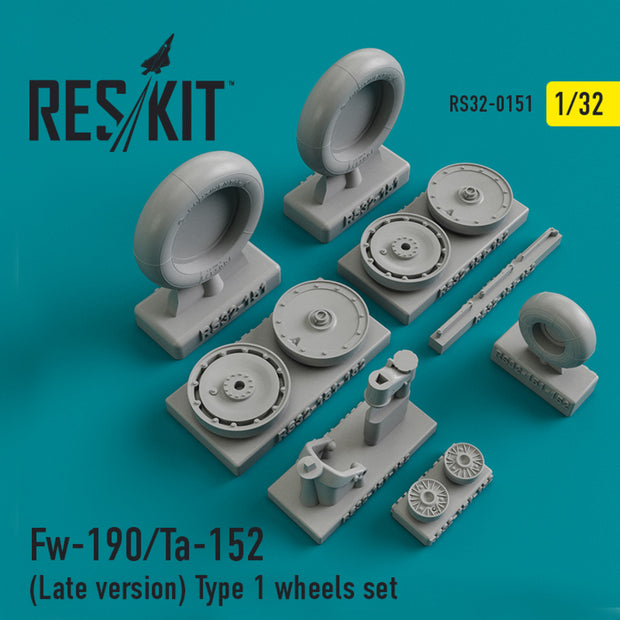 Focke-Wulf Fw-190 / Ta-152 (late version) type 1 Wheels set Scale 1:32 ResKit RS32-0151 for Aircraft Model Kit