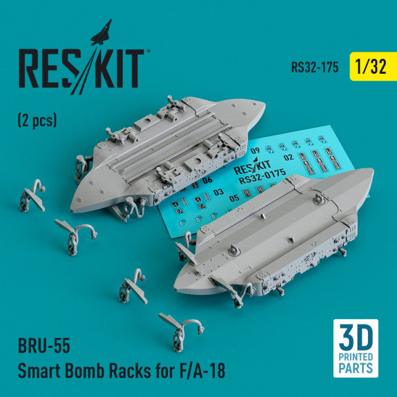 BRU-55 Smart Bomb Racks for F/A-18 (2 pcs) (3D Printed) Scale 1:32 ResKit RS32-0175 for Aircraft Model Kit