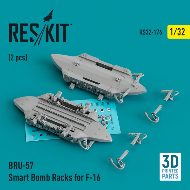 BRU-57 Smart Bomb Racks for General Dynamics F-16 (2 pcs) (3D Printed) Scale 1:32 ResKit RS32-0176 for Aircraft Model Kit