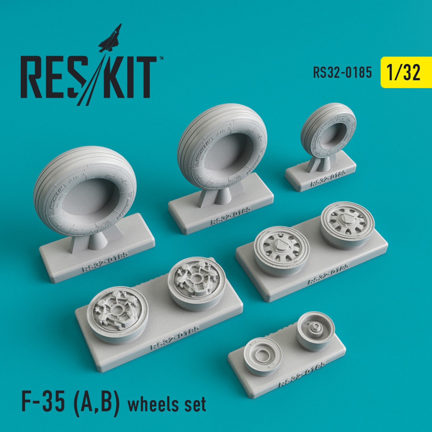 Lockheed Martin F-35 (A,B) Wheels set Scale 1:32 ResKit RS32-0185 for Aircraft Model Kit