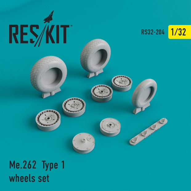Messerschmitt Me.262 type 1 Wheels set Scale 1:32 ResKit RS32-0204 for Aircraft Model Kit