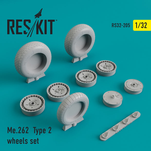 Messerschmitt Me.262 type 2 Wheels set Scale 1:32 ResKit RS32-0205 for Aircraft Model Kit