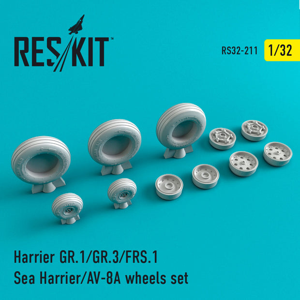 Harrier GR,1/GR,3/AV-8A/FRS,1/Sea Harrier Wheels set Scale 1:32 ResKit RS32-0211 for Aircraft Model Kit