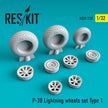 Lockheed P-38 Lightning Wheels set type 1 Scale 1:32 ResKit RS32-0220 for Aircraft Model Kit