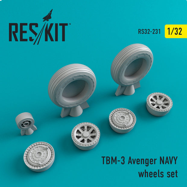 Grumman TBM-3 Avenger NAVY Wheels set Scale 1:32 ResKit RS32-0231 for Aircraft Model Kit
