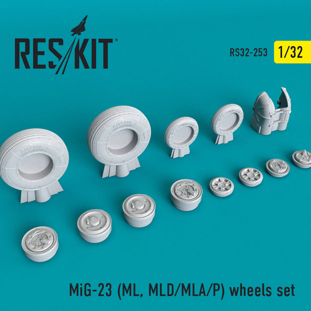 MiG-23 (ML,MLD,MLA,P) Wheels set Scale 1:32 ResKit RS32-0253 for Aircraft Model Kit