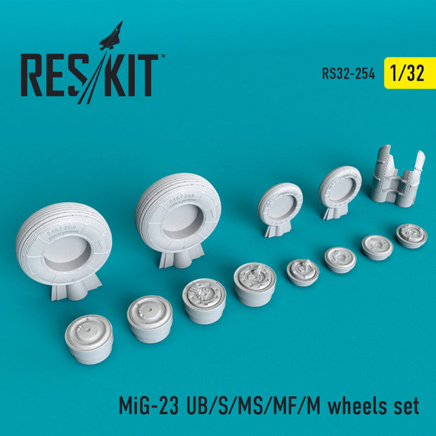 MiG-23 (UB,S,MS,MF,M) Wheels set Scale 1:32 ResKit RS32-0254 for Aircraft Model Kit