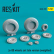 Junkers Ju-88 Wheels set late version (weighted) Scale 1:32 ResKit RS32-0270 for Aircraft Model Kit