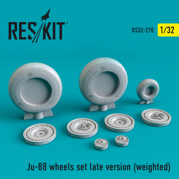Junkers Ju-88 Wheels set late version (weighted) Scale 1:32 ResKit RS32-0270 for Aircraft Model Kit