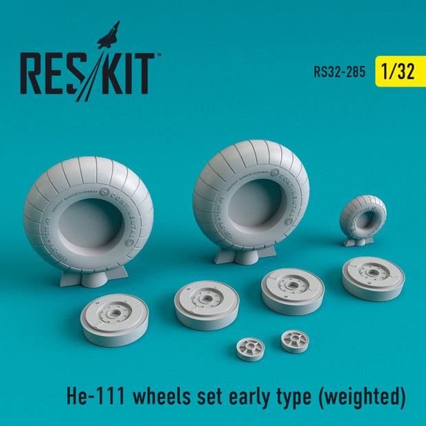 Heinkel He.111 Wheels set early type (weighted) Scale 1:32 ResKit RS32-0285 for Aircraft Model Kit