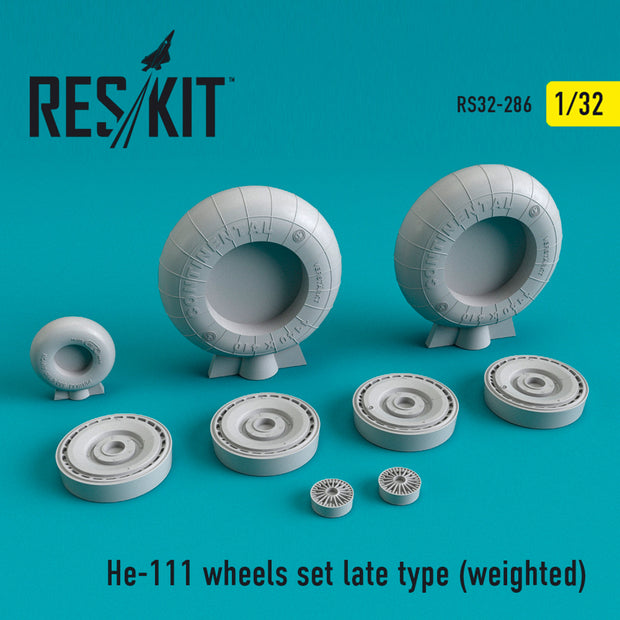 Heinkel He.111 Wheels set late type (weighted) Scale 1:32 ResKit RS32-0286 for Aircraft Model Kit