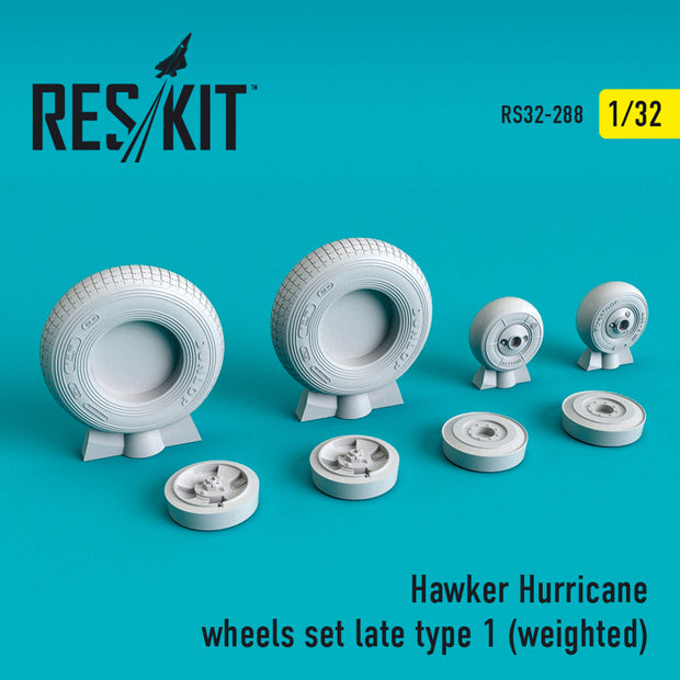 Hawker Hurricane Wheels set (late type 1) (weighted) Scale 1:32 ResKit RS32-0288 for Aircraft Model Kit