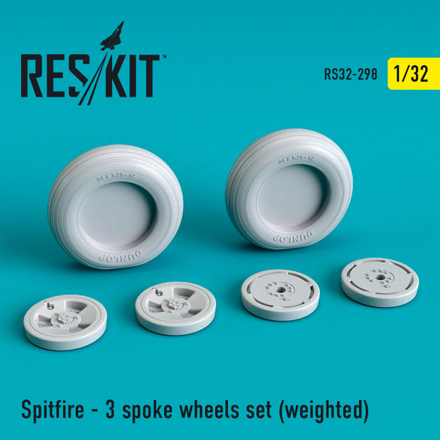 Spitfire (3 spoke) Wheels set (weighted) Scale 1:32 ResKit RS32-0298 for Aircraft Model Kit