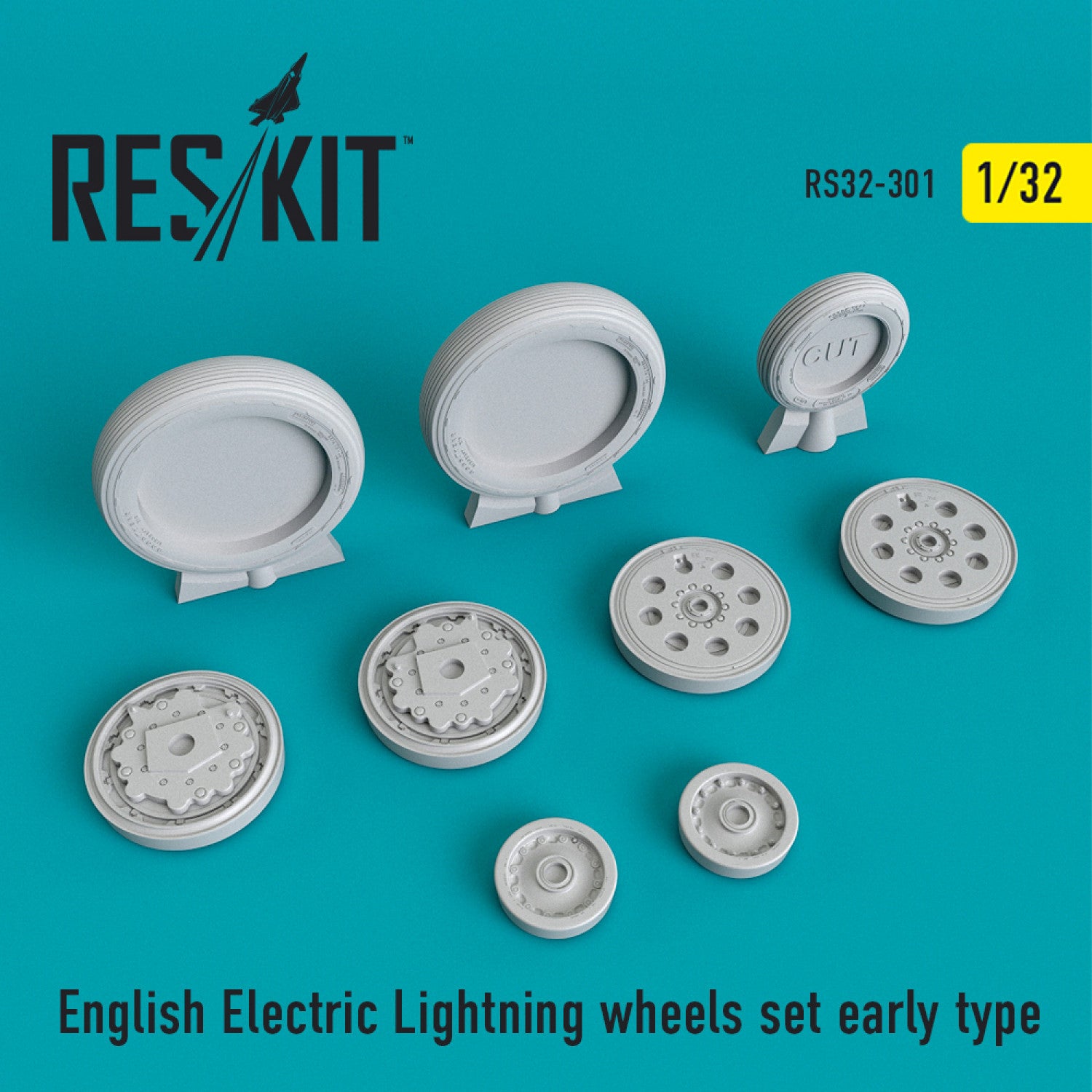 EE Lightning Wheels set (early type) Scale 1:32 ResKit RS32-0301 for Aircraft Model Kit