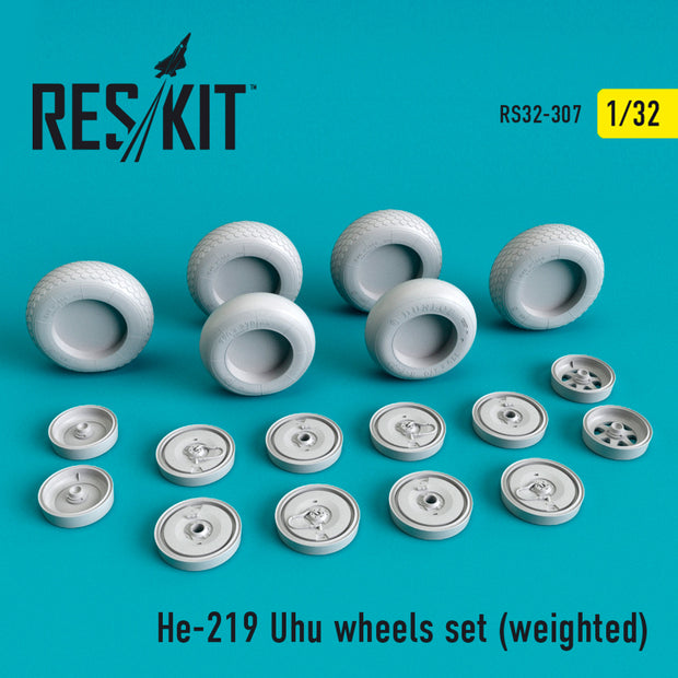 Heinkel He.219 Uhu Wheels set (weighted) Scale 1:32 ResKit RS32-0307 for Aircraft Model Kit