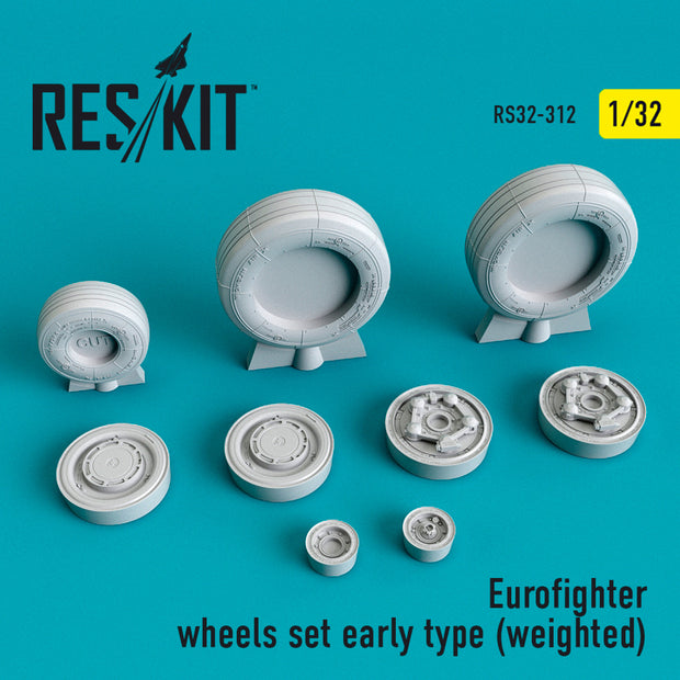 Eurofighter Wheels set (early type) (weighted) Scale 1:32 ResKit RS32-0312 for Aircraft Model Kit