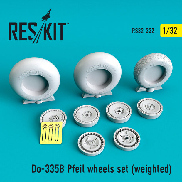 Dornier Do-335В Pfeil Wheels set (weighted) Scale 1:32 ResKit RS32-0332 for Aircraft Model Kit