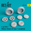 F4F/FM-2 Wildcat Wheels set type 1 (weighted) Scale 1:32 ResKit RS32-0334 for Aircraft Model Kit