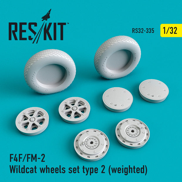 F4F/FM-2 Wildcat Wheels set type 2 (weighted) Scale 1:32 ResKit RS32-0335 for Aircraft Model Kit