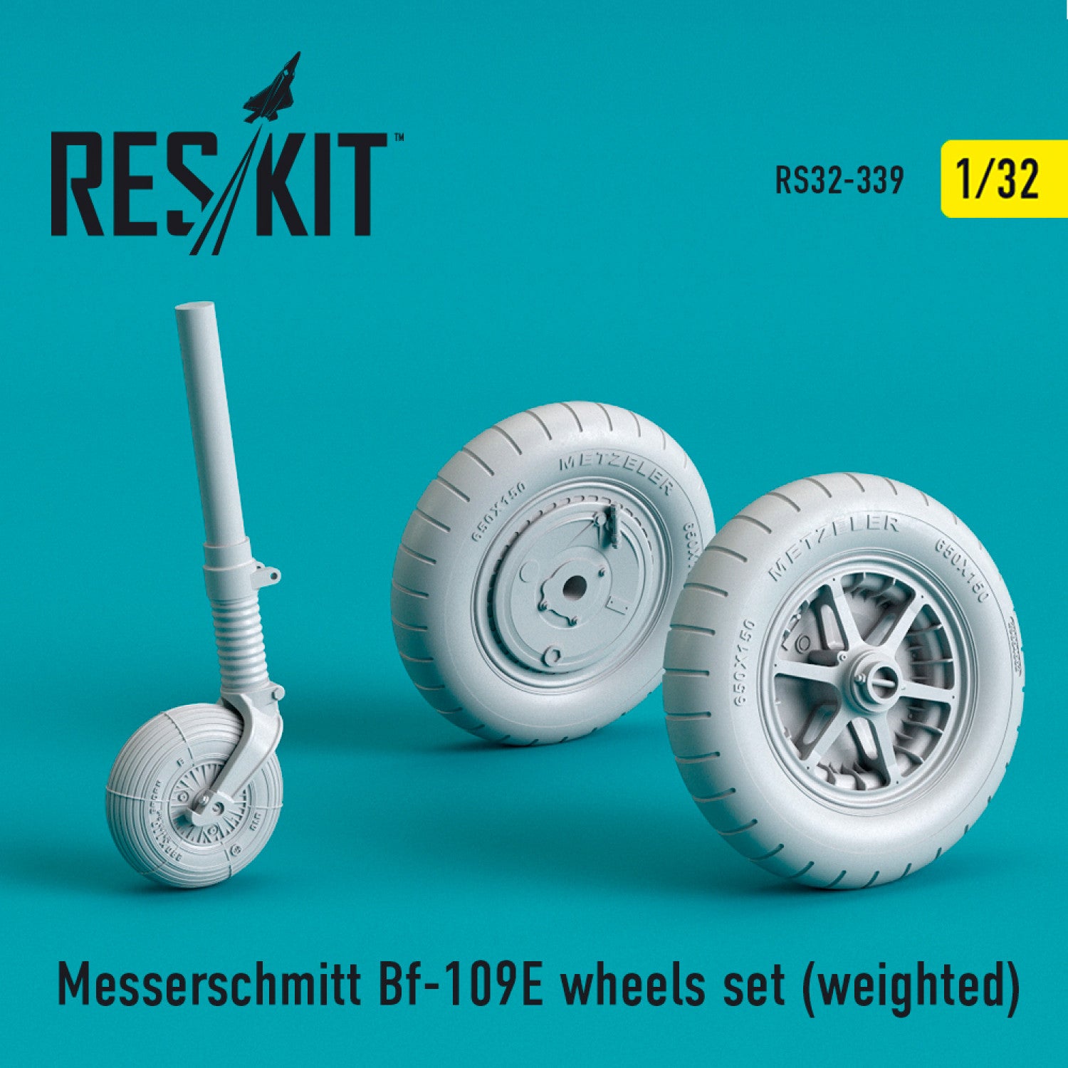 Messerschmitt Bf.109E Wheels set (weighted) Scale 1:32 ResKit RS32-0339 for Aircraft Model Kit