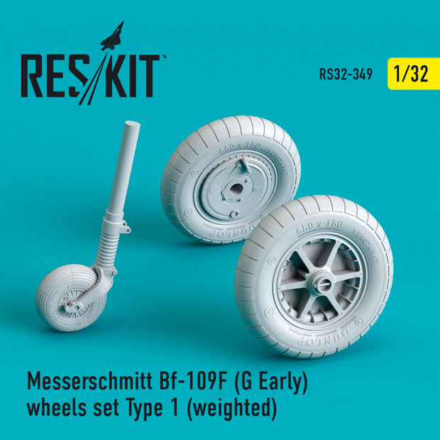Messerschmitt Bf.109 (F, G-early) Wheels set type 1 (weighted) Scale 1:32 ResKit RS32-0349 for Aircraft Model Kit