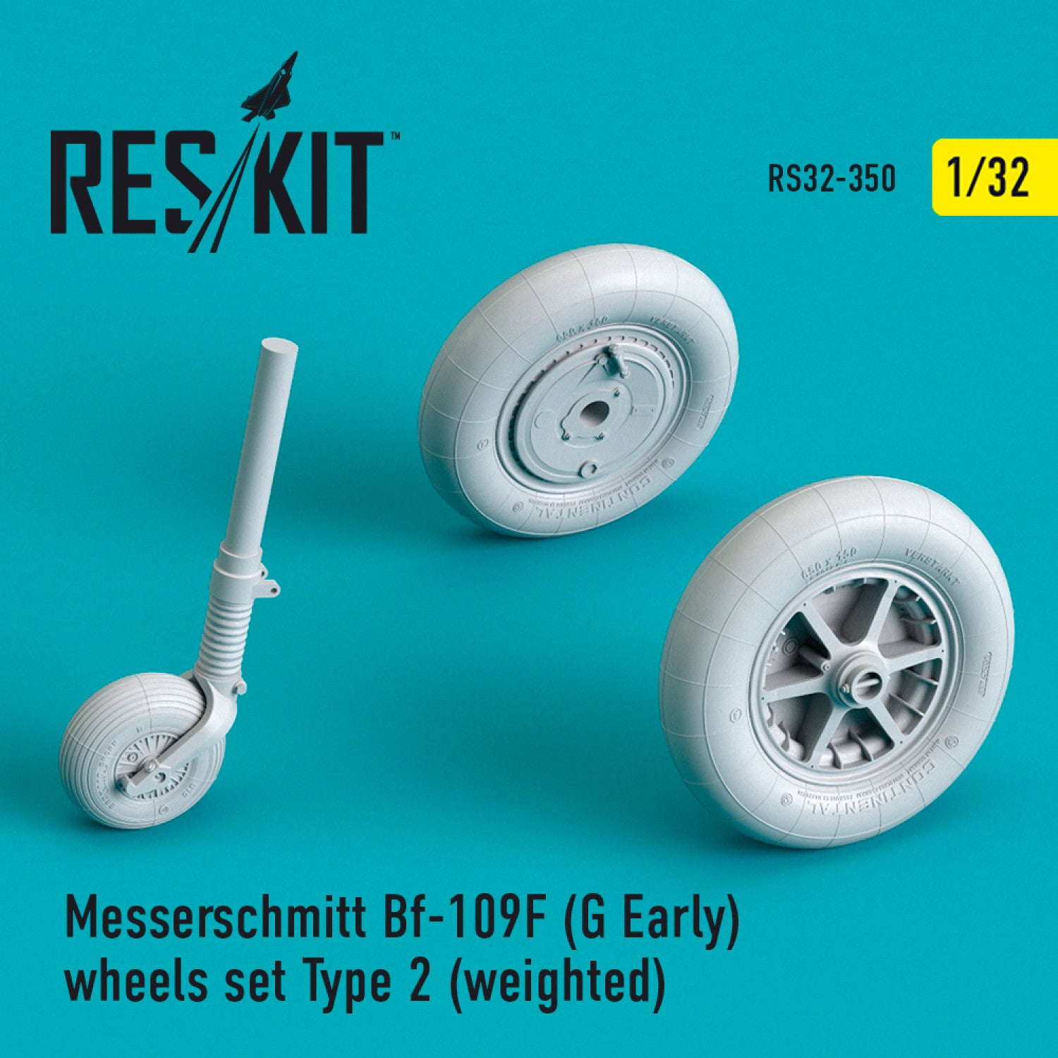 Messerschmitt Bf.109 (F, G-early) Wheels set type 2 (weighted) Scale 1:32 ResKit RS32-0350 for Aircraft Model Kit