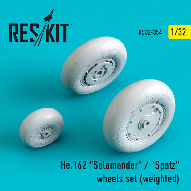 Heinkel He.162 Salamander / Spatz Wheels set (weighted) Scale 1:32 ResKit RS32-0354 for Aircraft Model Kit