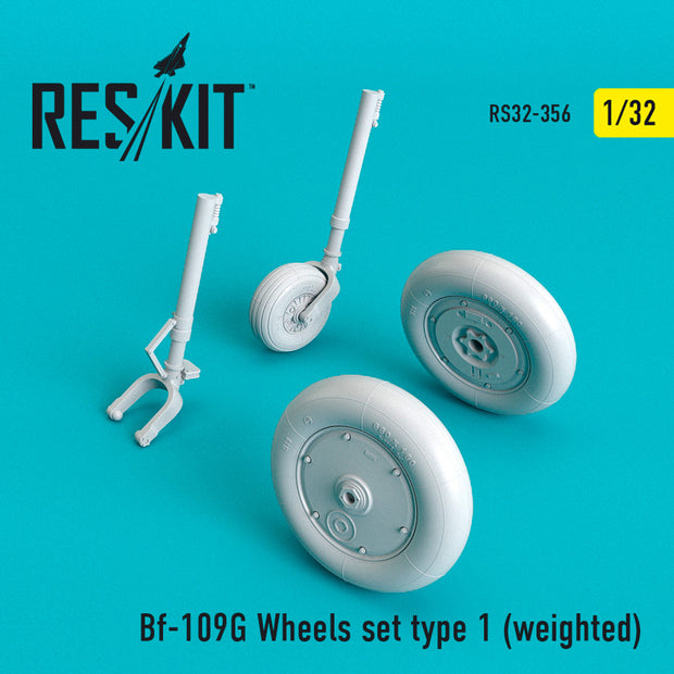 Messerschmitt Bf.109G Wheels set type 1 (weighted) Scale 1:32 ResKit RS32-0356 for Aircraft Model Kit