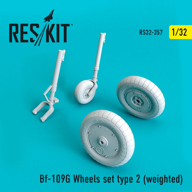 Messerschmitt Bf.109G Wheels set type 2 (weighted) Scale 1:32 ResKit RS32-0357 for Aircraft Model Kit