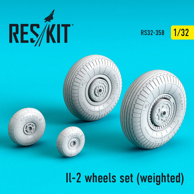 Ilyushin IL-2 Wheels set (weighted) Scale 1:32 ResKit RS32-0358 for Aircraft Model Kit
