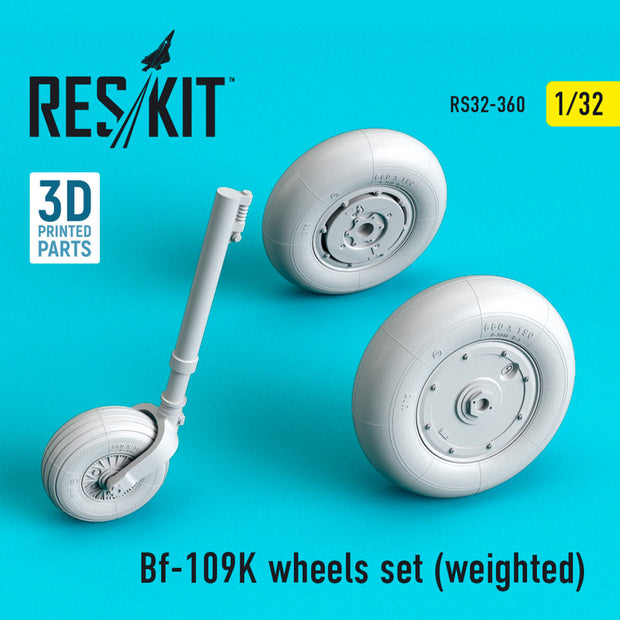 Messerschmitt Bf.109K Wheels set (weighted) Scale 1:32 ResKit RS32-0360 for Aircraft Model Kit