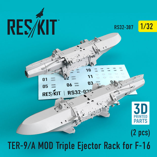 TER-9/A MOD Triple Ejector Rack for General Dynamics F-16 (2 pcs) (3D Printing)  Scale 1:32 ResKit RS32-0387 for Aircraft Model Kit