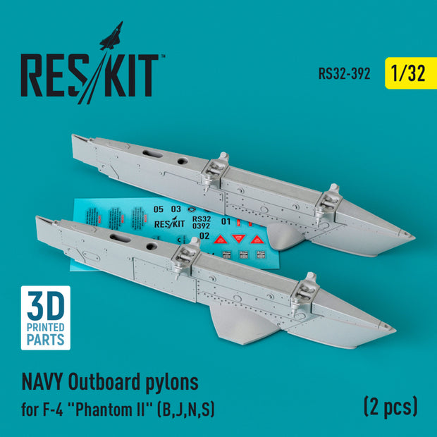 NAVY Outboard Pylons for McDonnell Douglas F-4 Phantom II (B,J,N,S) (2 pcs) (3D Printed) Scale 1:32 ResKit RS32-0392 for Aircraft Model Kit