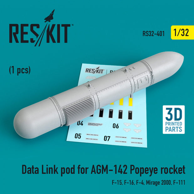 Data Link pod for AGM-142 Popeye Rocket (F-15, F-16, F-4, Mirage 2000, F-111) Scale 1:32 ResKit RS32-0401 for Aircraft Model Kit
