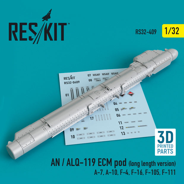 AN / ALQ-119 ECM pod (long length version) (A-7, A-10, F-4, F-16, F-105, F-111) (3D printing) Scale 1:32 ResKit RS32-0409 for Aircraft Model Kit