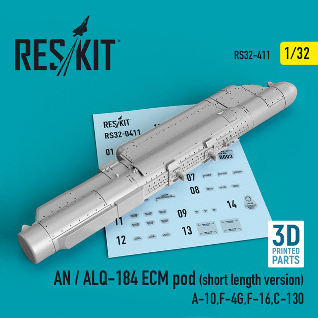 AN / ALQ-184 ECM pod (short length version) (A-10, F-4G, F-16, C-130) (3D printing) Scale 1:32 ResKit RS32-0411 for Aircraft Model Kit