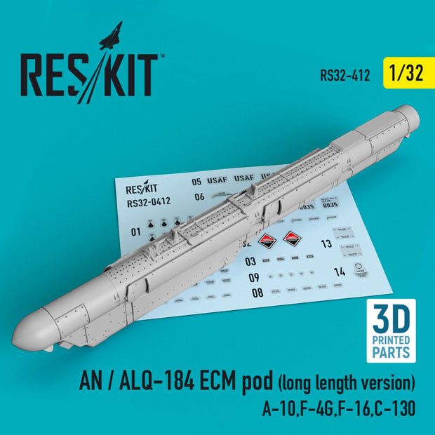 AN / ALQ-184 ECM pod (long length version) (A-10, F-4G, F-16, C-130) (3D printing) Scale 1:32 ResKit RS32-0412 for Aircraft Model Kit
