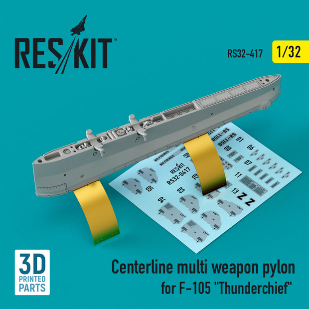 Centerline multi weapon Pylon for Republic F-105 Thunderchief (3D Printing) Scale 1:32 ResKit RS32-0417 for Aircraft Model Kit