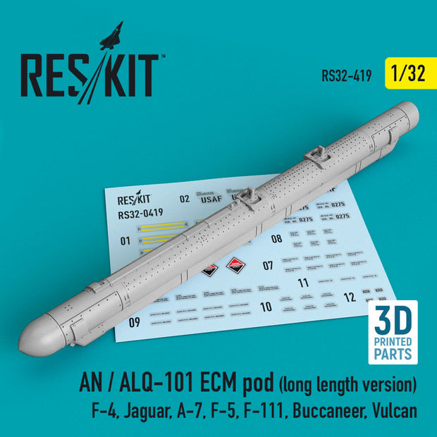 AN / ALQ-101 ECM pod (long length version) (F-4, Jaguar, A-7, F-5, F-111, Buccaneer, Vulcan) (3D printing) Scale 1:32 ResKit RS32-0419 for Aircraft Model Kit