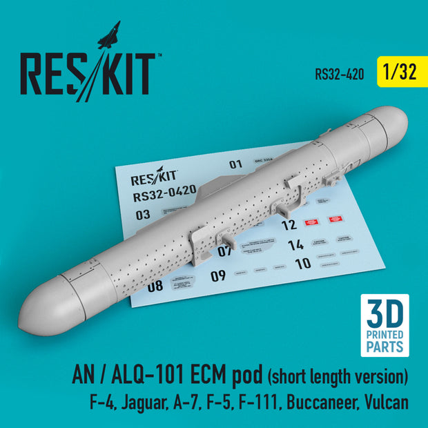 AN / ALQ-101 ECM pod (short length version) (F-4, Jaguar, A-7, F-5, F-111, Buccaneer, Vulcan) (3D printing) Scale 1:32 ResKit RS32-0420 for Aircraft Model Kit