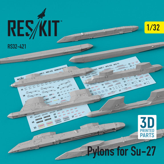 Pylons for Sukhoi Su-27 Scale 1:32 ResKit RS32-0421 for Aircraft Model Kit